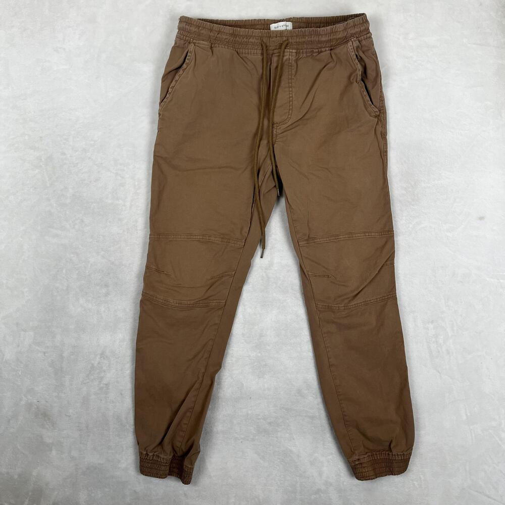 Sun + Stone Jogger Pants Mens Medium Brown Regular Fit Elastic Waist Cuffs